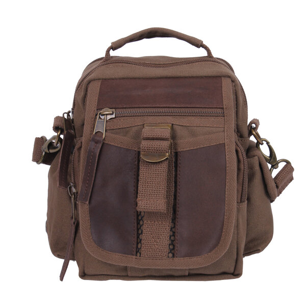 ROTHCO ROTHCO CANVAS & LEATHER TRAVEL SHOULDER BAG BROWN