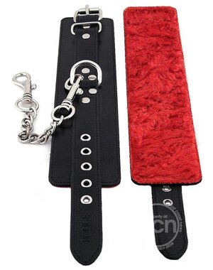 ROUGE ROUGE FUR WRIST CUFFS BLACK & RED