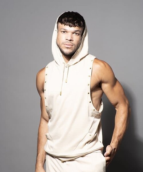 ANDREW CHRISTIAN ANDREW CHRISTIAN MAVERICK SLEEVELESS HOODIE BEIGE