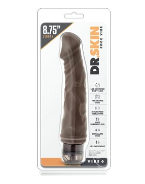 BLUSH NOVELTIES Dr. Skin Cock Vibe 6 Vibrating Dildo 8.75in - Chocolate