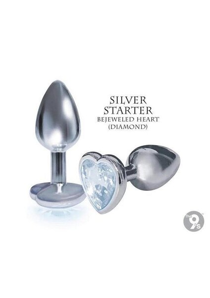 THE 9'S SILVER STARTER BEJEWELED HEART STAINLESS STEEL PLUG