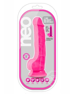 NEO NEO DUAL DENSITY COCK WITH BALLS 7.5"  NEON