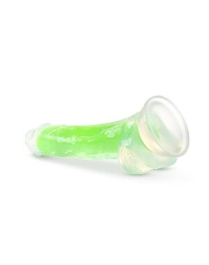 BLUSH NOVELTIES NEO ELITE GLOW IN THE DARK DILDO WITH BALLS 7.5" GREEN