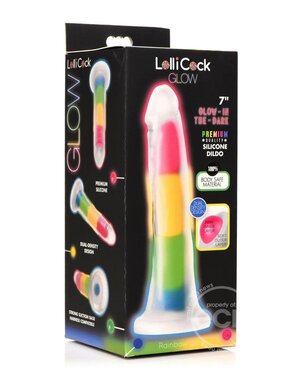 CURVE LOLLICOCK GLOW IN THE DARK RAINBOW SILICONE 7"