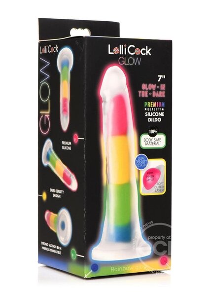 CURVE LOLLICOCK GLOW IN THE DARK RAINBOW SILICONE 7"