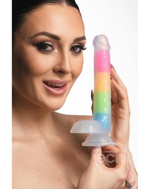CURVE LOLLICOCK GLOW IN THE DARK RAINBOW SILICONE 7" W/ BALLS