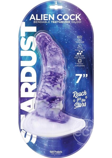 Hott Products STARDUST ALIEN SILICONE COCK PURPLE/WHITE