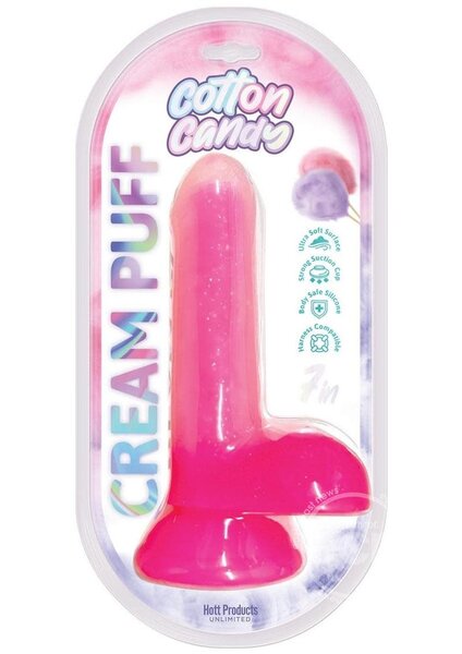 Hott Products COTTON CANDY CREAM PUFF DIDLO 6" PINK