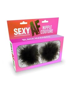 Little Genie Productions SEXY AF MARABOU NIPPLE COUTURE SILICONE PASTIES