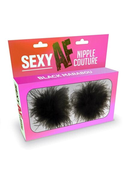 Little Genie Productions SEXY AF MARABOU NIPPLE COUTURE SILICONE PASTIES