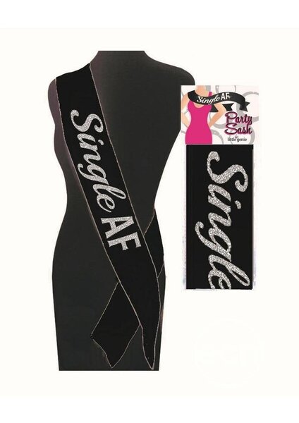 Little Genie Productions SINGLE AF PARTY SASH, BLACK/WHITE