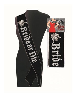 Little Genie Productions BRIDE OR DIE SASH, BLACK/WHITE