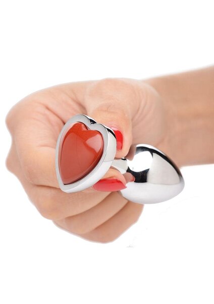 XR Brands BOOTY SPARKS GEMSTONE RED JASPER HEART ANAL PLUG