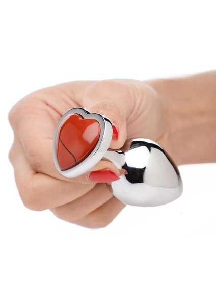 XR Brands BOOTY SPARKS GEMSTONE RED JASPER HEART ANAL PLUG