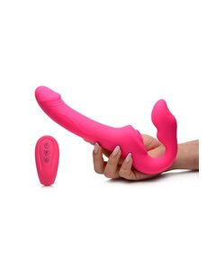 STRAP U STRAP U LICKING & VIBRATING SILICONE STRAPLESS STRAP ON PINK