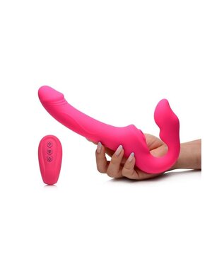 STRAP U STRAP U LICKING & VIBRATING SILICONE STRAPLESS STRAP ON PINK