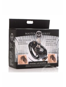 MASTER SERIES MS DOUBLE LOCKDOWN LOCKING CUSTOMIZABLE CHASTITY CAGE-