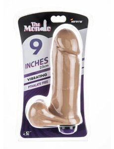 SI NOVELTIES 9in THICK COCK WITH BALLS & VIBRATION VANILLA