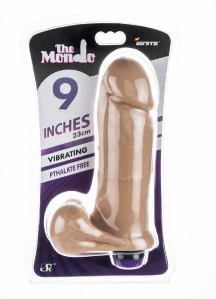 SI NOVELTIES 9in THICK COCK WITH BALLS & VIBRATION VANILLA