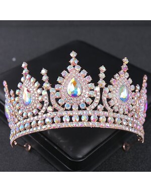OLE FASHION OLE FASHION TEARDROP RHINESTONE CROWN ROSE GOLD COLOR