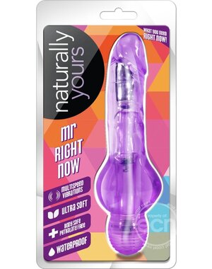 BLUSH NOVELTIES NATURALLY YOURS MR. RIGHT NOW 6.5" PURPLE