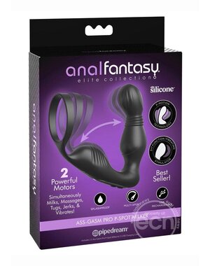 ANAL FANTASY ELITE ANAL FANTASY ELITE ASS-GASM PRO RECHARGEABLE SILICONE P-SPOT MILKER BLACK