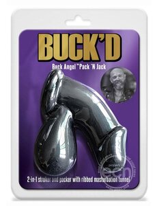 BUCK ANGEL BUCK'D PACK 'N JACK 2-IN-1 PACKER/STROKER BLACK