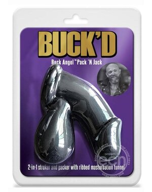 BUCK ANGEL BUCK'D PACK 'N JACK 2-IN-1 PACKER/STROKER BLACK