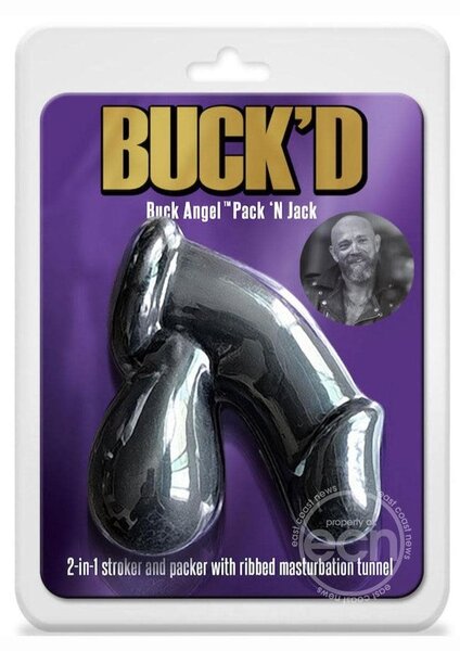 BUCK ANGEL BUCK'D PACK 'N JACK 2-IN-1 PACKER/STROKER BLACK