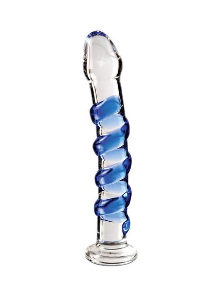 Icicles ICICLES NO5 TEXTURED GLASS DILDO 7.25inch CLEAR & BLUE