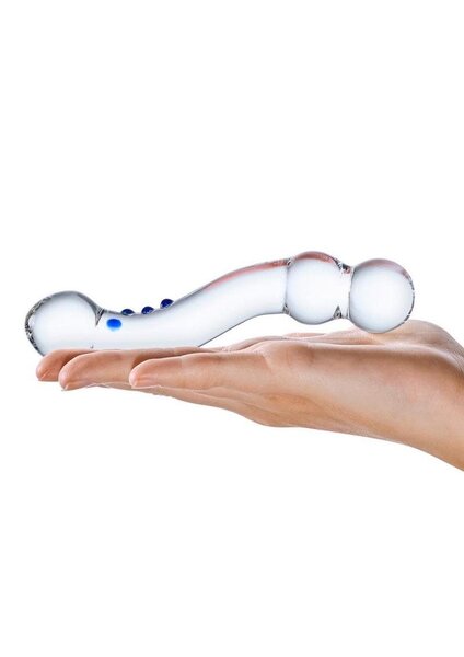 GLAS GLAS CURVED G-SPOT TEXTURED GLASS DILDO 6"