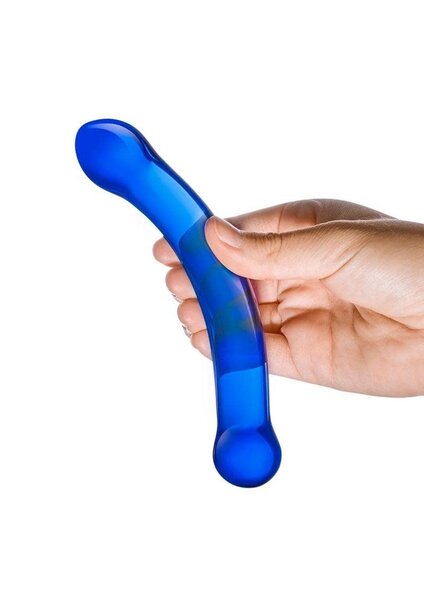 GLAS CURVED GLASS G-SPOT DILDO BLUE 6"