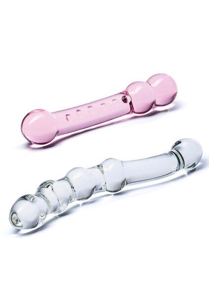 GLAS DOUBLE PLEASURE GLASS DILDO SET 2PC