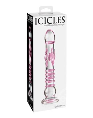 Icicles ICICLES #6 TEXTURED GLASS DILDO 8.5inch PINK