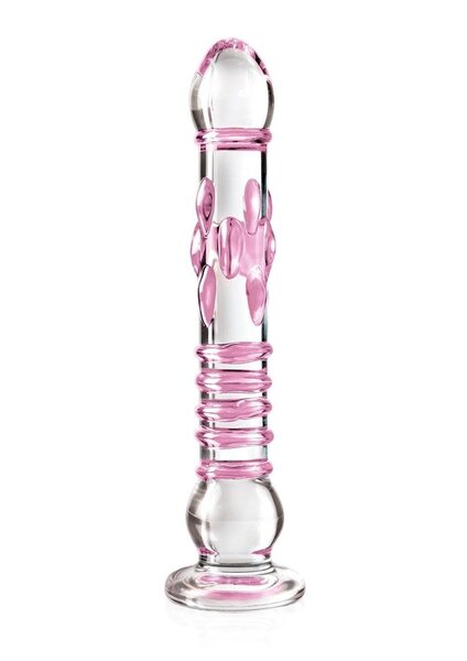 Icicles ICICLES #6 TEXTURED GLASS DILDO 8.5inch PINK