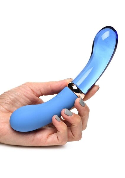 PRISMS PRISMS VIBRA GLASS DUEL END G-SPOT RECHARGEABLE VIBRATING DILDO -TEAL