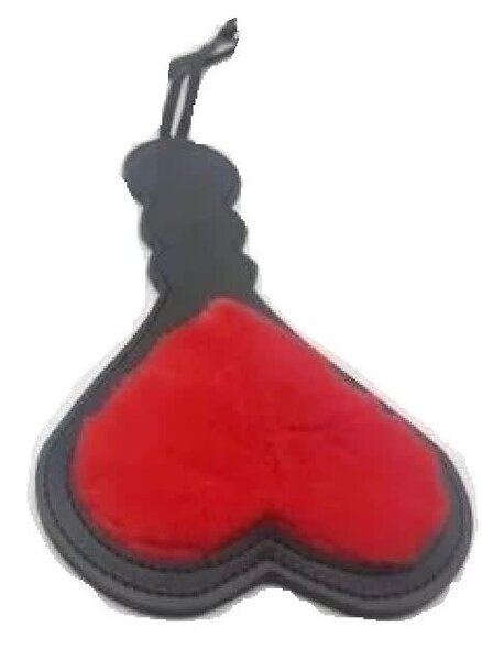 EVEREST TRADING COMPANY LLC HEART SHAPE PADDLE BLACK WITH RED FUR