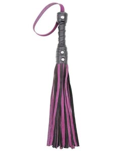 EVEREST TRADING COMPANY LLC LEATHER 23inch FLOGGER WITH HEAVY DUTY HANDLE BLACK & PURPLE