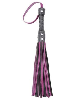 EVEREST TRADING COMPANY LLC LEATHER 23inch FLOGGER WITH HEAVY DUTY HANDLE BLACK & PURPLE