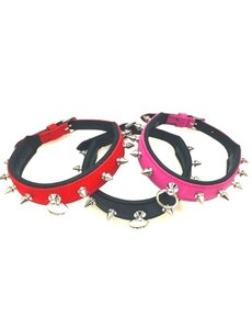 EVEREST TRADING COMPANY LLC LEATHER SKINNY COLLAR WITH SPIKES & O-RING