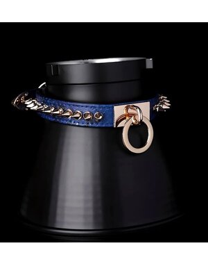 EVEREST TRADING COMPANY LLC EXOTIXC BLUE LIZZARDS PRINT COLLAR WITH GOLDEN HARDWARE