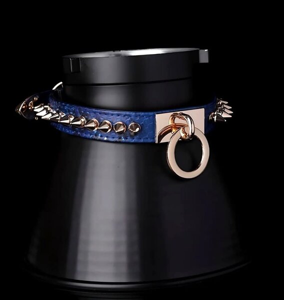 EVEREST TRADING COMPANY LLC EXOTIXC BLUE LIZZARDS PRINT COLLAR WITH GOLDEN HARDWARE