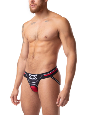 NASTY PIG NASTY PIG SPLIT JOCK STRAP BLACK & RED