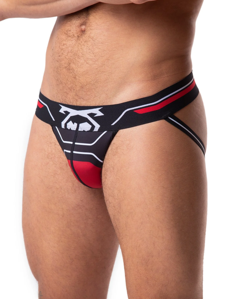 NASTY PIG NASTY PIG SPLIT JOCK STRAP BLACK & RED