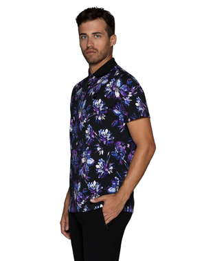 BERTIGO BERTIGO GRENADA/18P POLO SHIRT BLACK FLORAL