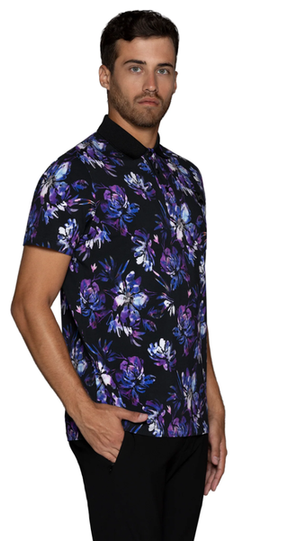 BERTIGO BERTIGO GRENADA/18P POLO SHIRT BLACK FLORAL