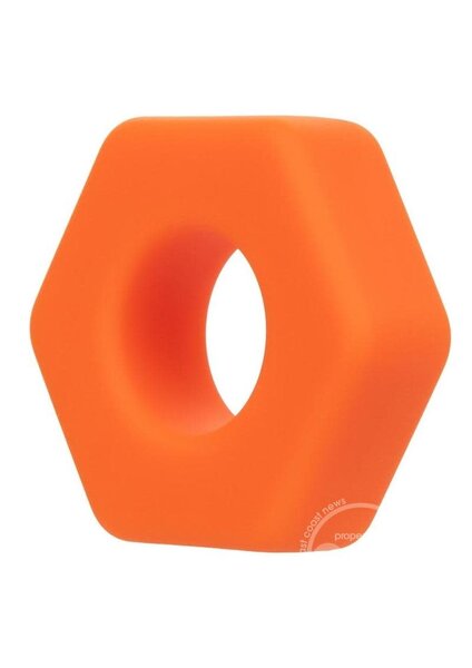 CalExotics ALPHA LIQUID SILICONE PROLONG SEXAGON COCK RING ORANGE