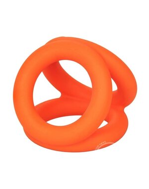 CalExotics ALPHA LIQUID SILICONE TRI-RING ORANGE