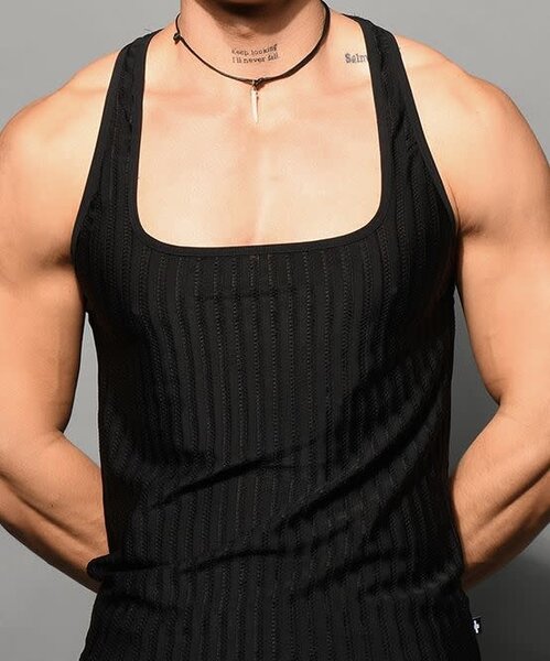 ANDREW CHRISTIAN ANDREW CHRISTIAN MIDNIGHT MESH SQUARE NECK TANK