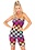 LEG AVENUE RAINBOW CHECKERBOARD STRAPLESS ROMPER